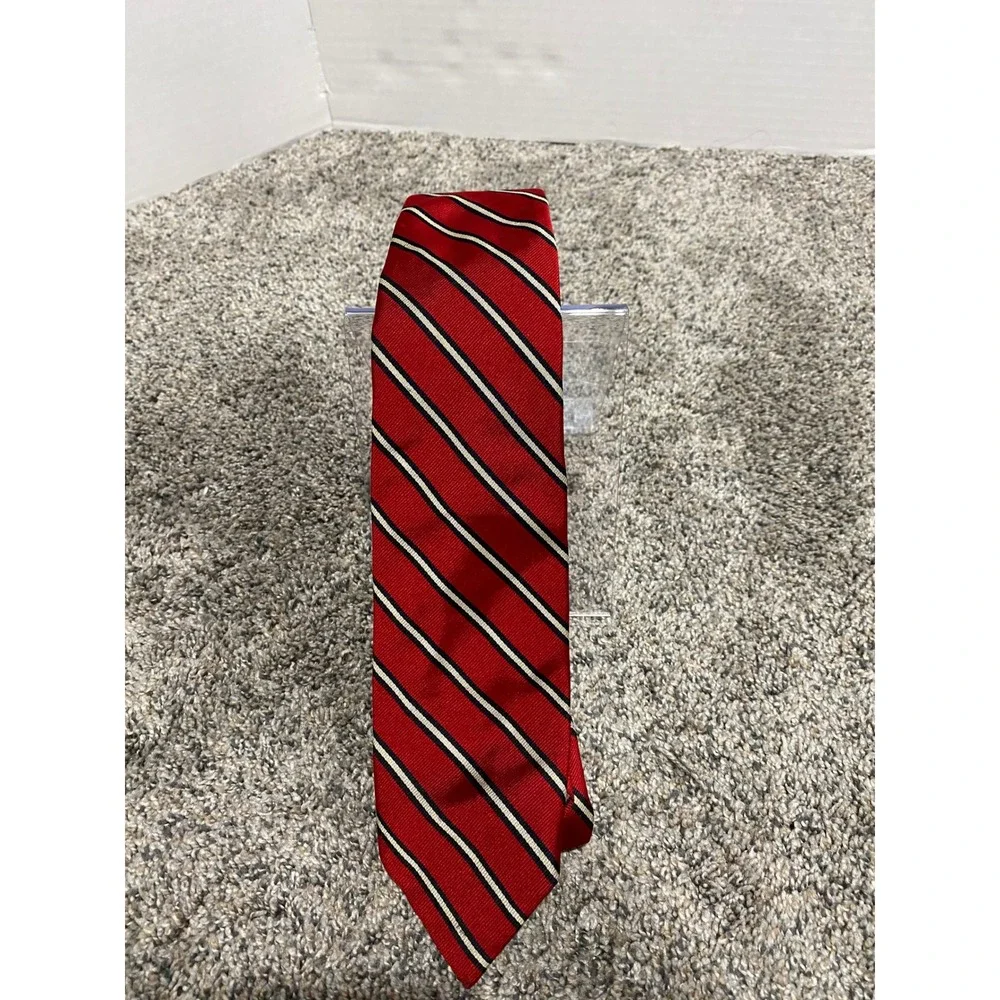 Necktie Jos. A. Bank Mens Red Excellent Silk Repp Stripe OS